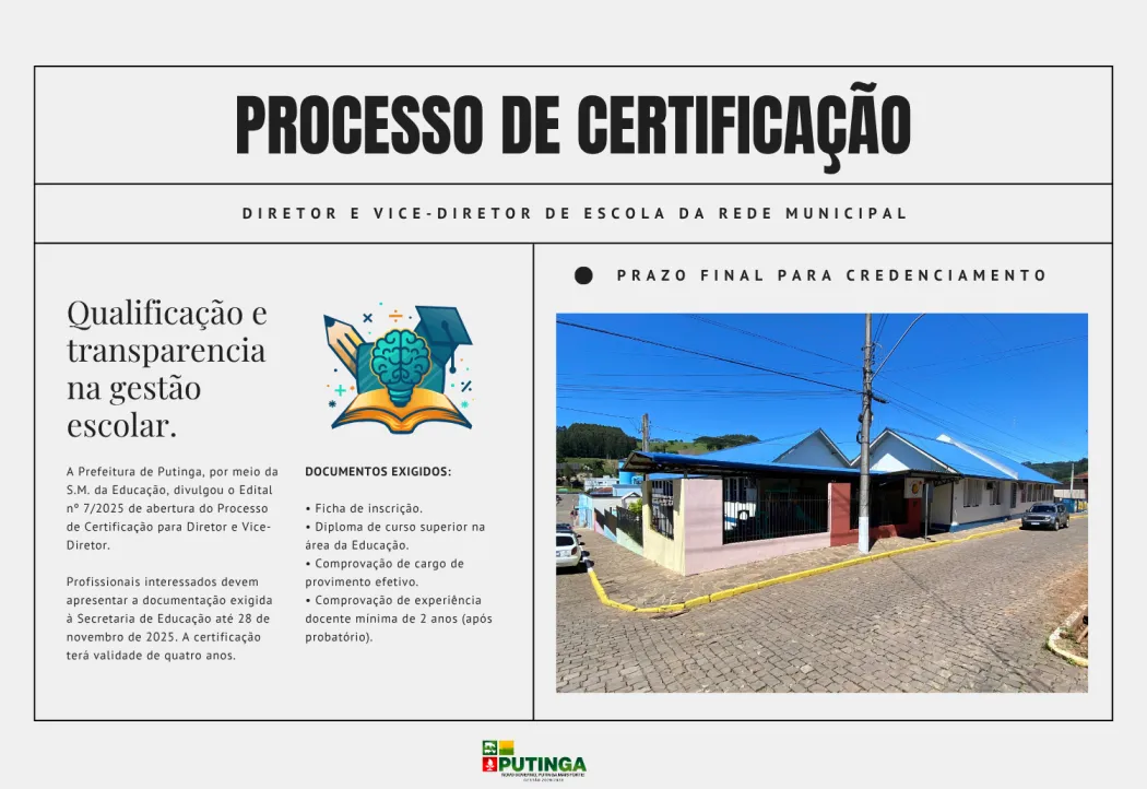 Administração Municipal abre processo de certificação para diretores e vice-diretores de escola